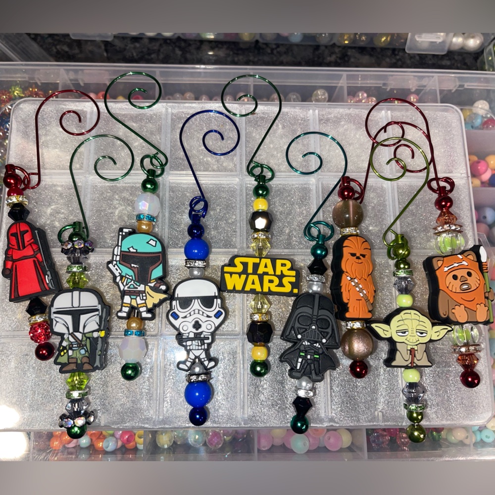 Handcrafted Set of 9 STAR WARS ORNAMENTS - One of a Kind!